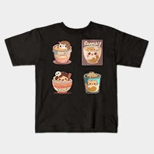 Cute Funny kawaii eating ramen anime kawaii Kids T-Shirt